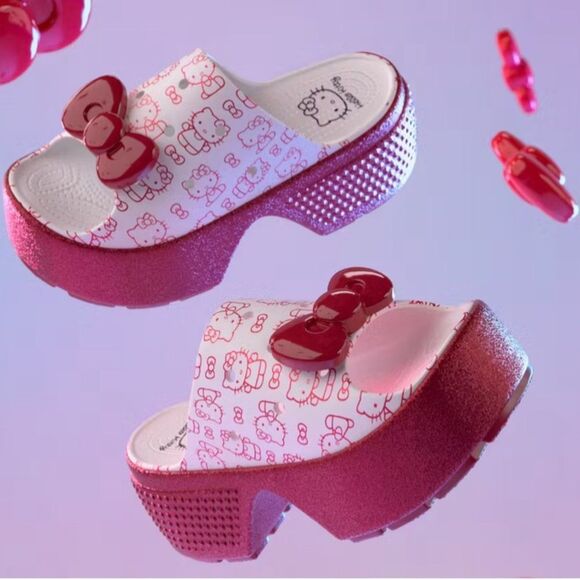 CROCS Shoes - CROCS STOMP x HELLO KITTY platform SLIDE adult size 8. 50th Anniversary NWT